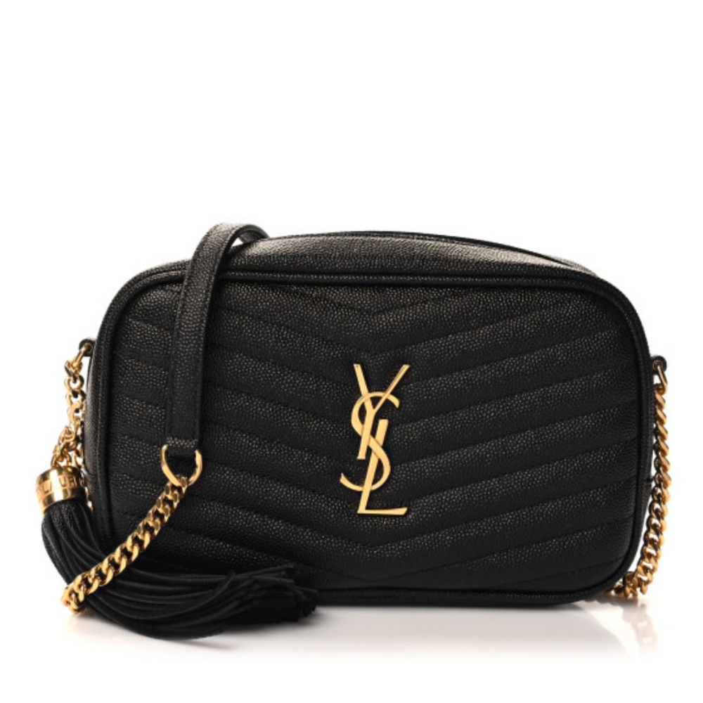 SAINT LAURENT 
Grain De Poudre Matelasse Monogram Mini Lou Camera Bag Black